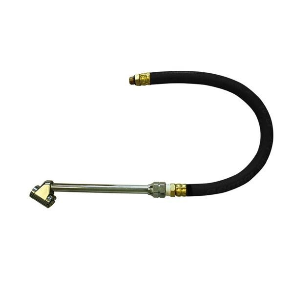 Interstate Pneumatics Dual Foot 6 Inch long Tire Inflator Chuck for Truck with 1/4 Inch Black Steel Braided Whipend TW137W - main